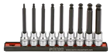 Bit socket set 3/8" hex with ball end on rail 9-pcs. redirect to product page